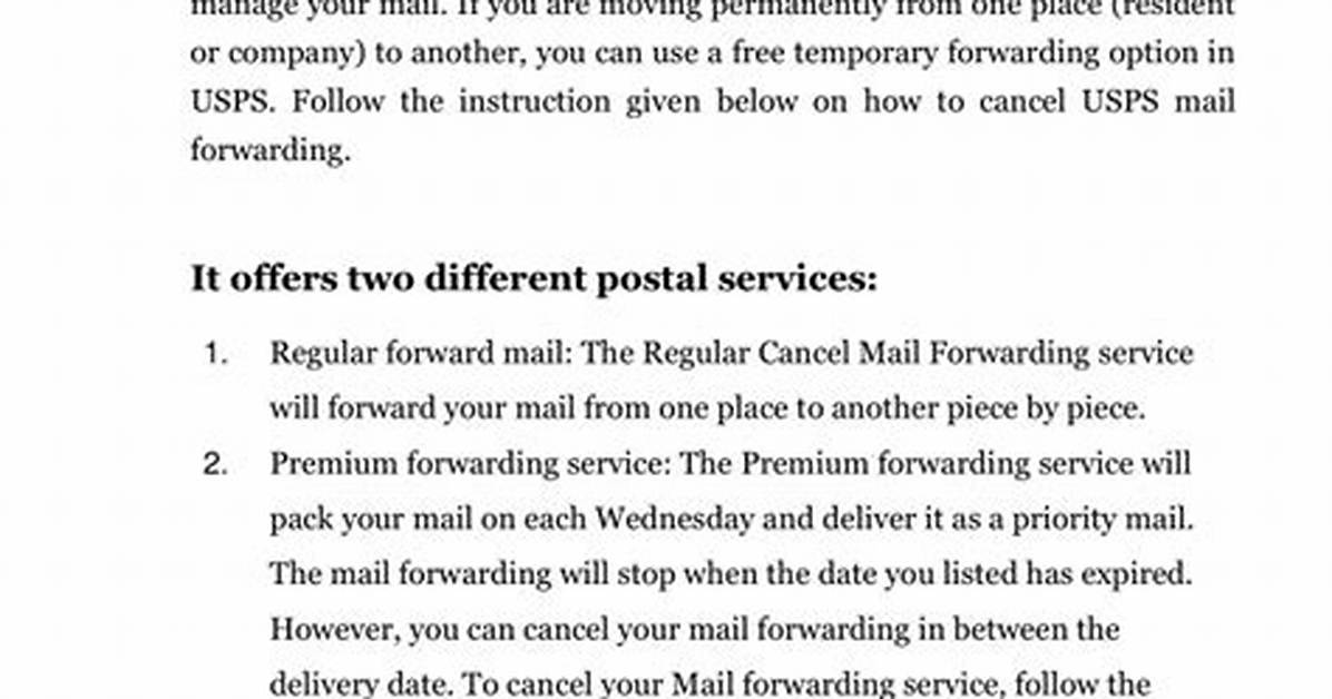 How to Cancel Mail Forwarding