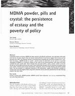Mdma Powder, Pills and Crystal: the Persistence of Ecstasy and the Poverty of Policy - ePrints