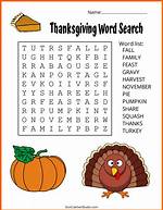 Thanksgiving Word Search Printable Puzzles